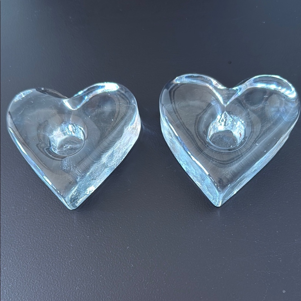 Heart-Shaped Glass Candle Holders